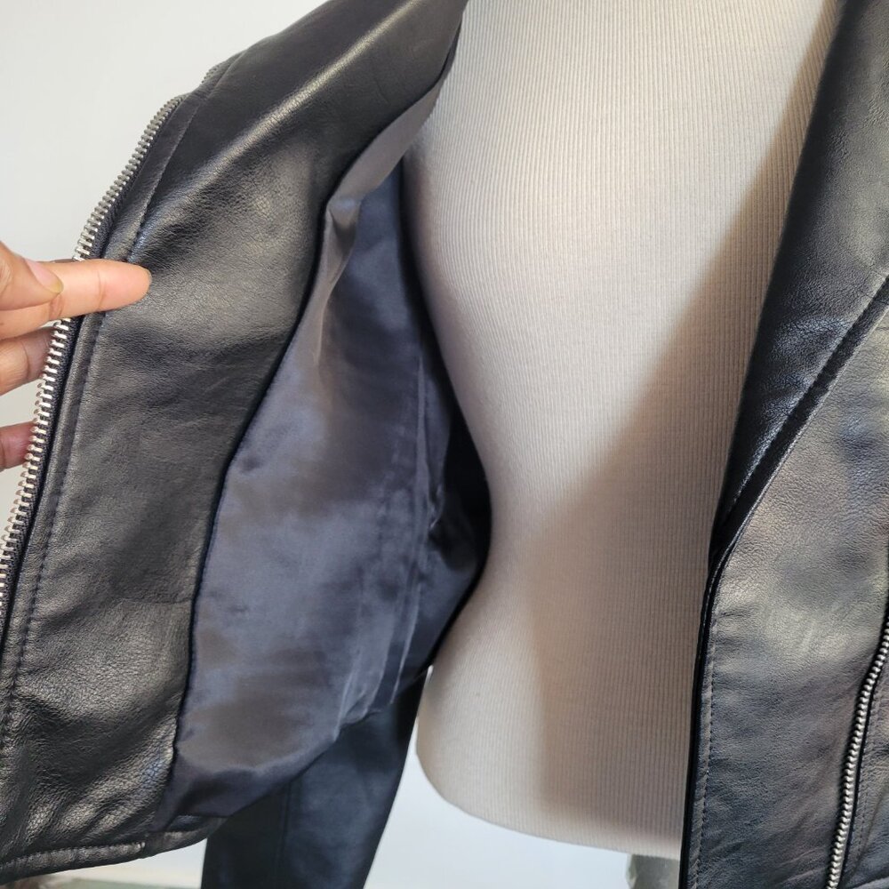 NWOT – Abercrombie & Fitch Black Faux Leather Moto Jacket (Size: M) - Picture 9 of 16